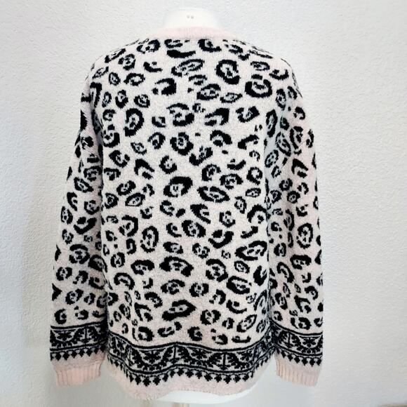 Altuzarra Wool Blend Cream w/Black Leopard Print Sweater Size L - Picture 9 of 12
